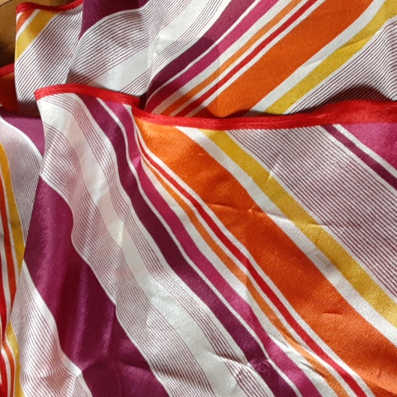 Vtg Oscar de la Renta Colorful Stripe Silk Scarf 7"×72" - Picture 1 of 7